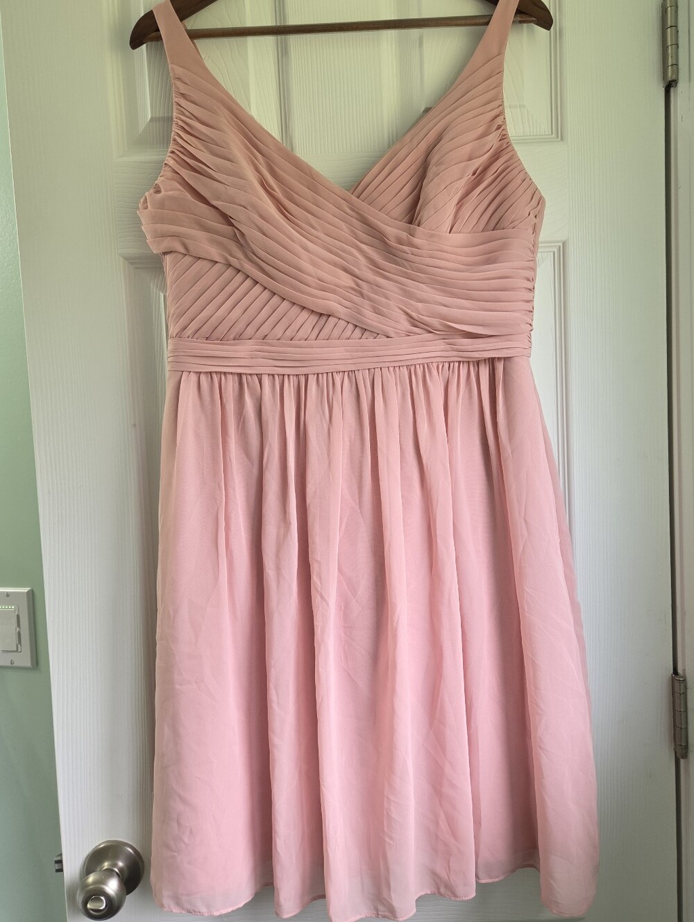 David's Bridal Ballet Pink Chiffon Ruched Dress 12